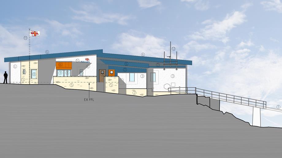Architectural drawings of the proposed Kirkcudbright Lifeboat Station.