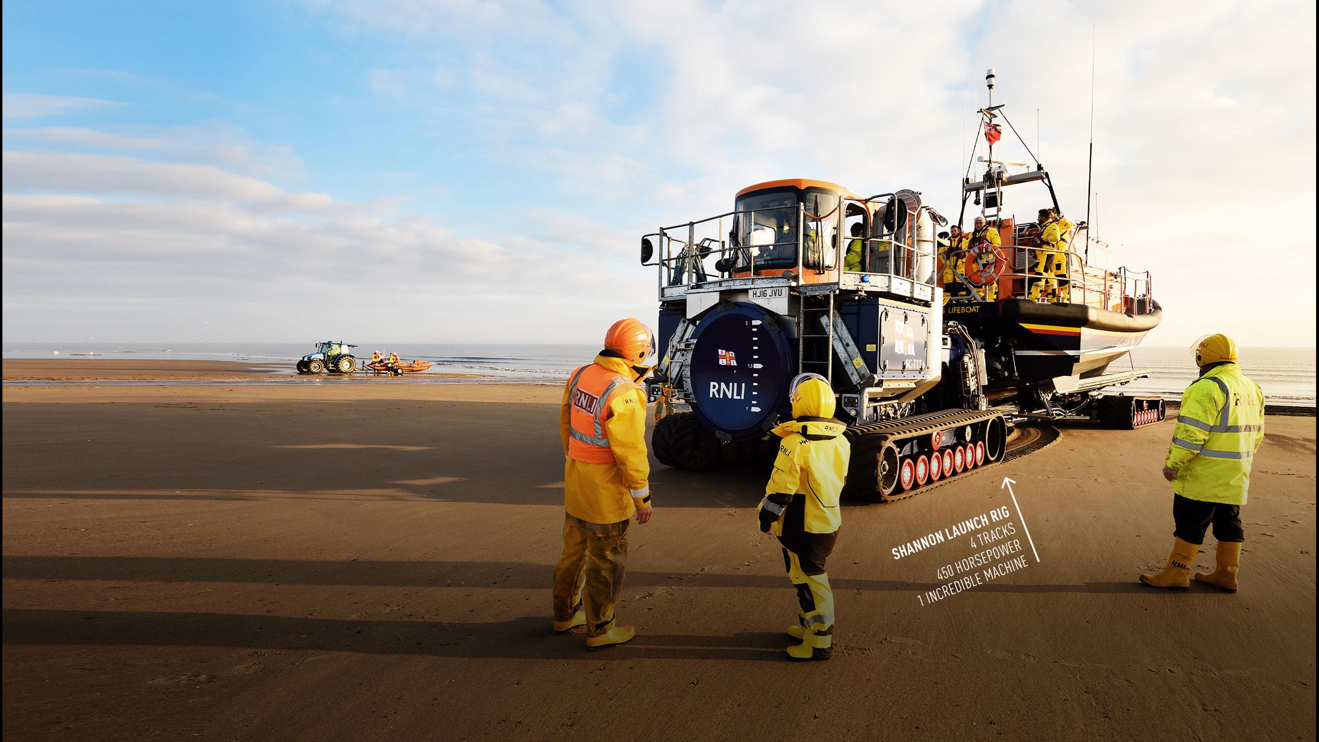 RNLI Dungeness Shannon Tractor on the beach