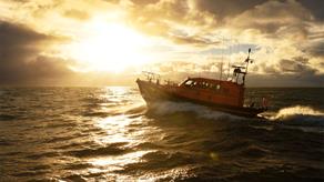 Boat on the sea in sunset