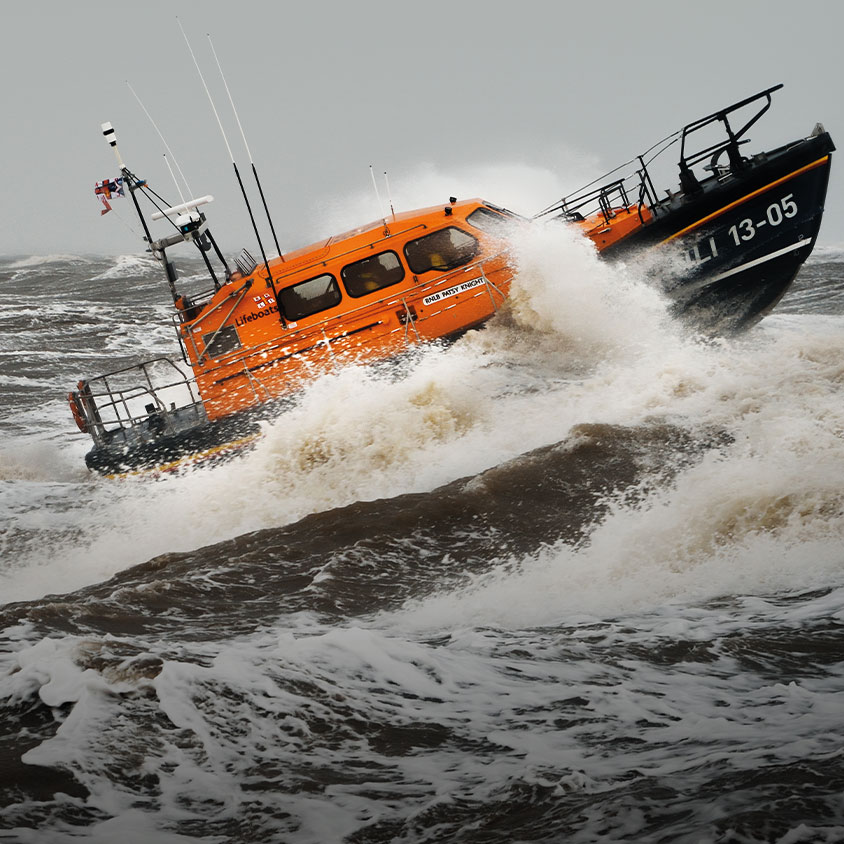 Lifeboat in rough water