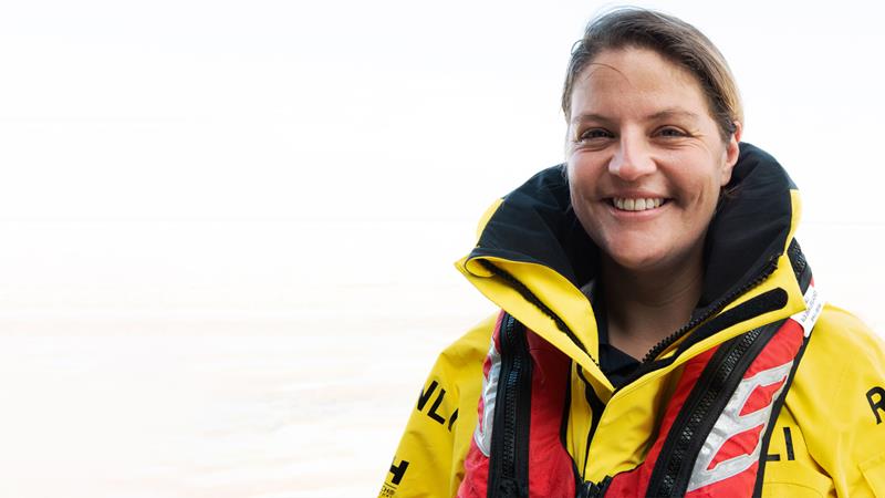 Hoylake lifeboat crew member Emily Jones wearing all-weather lifeboat kit