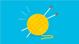 Wool ball and knitting needles icon