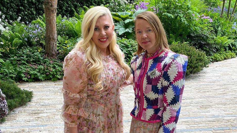 Louise Pentland and Anna Maxwell Martin in our garden at the RHS Chelsea Flower Show.