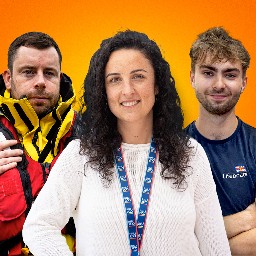 RNLI engineers, with Senior CAD Engineer, Lorena Rubio-Sabater in foreground