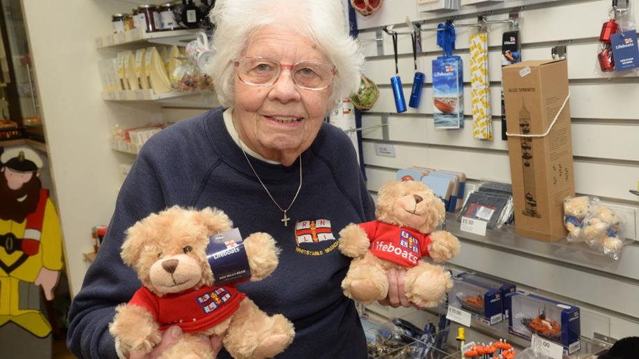 Margaret Foreman who at 88 can still be found at work in the Whitstable RNLI shop has received a 40-year long service award from the RNLI