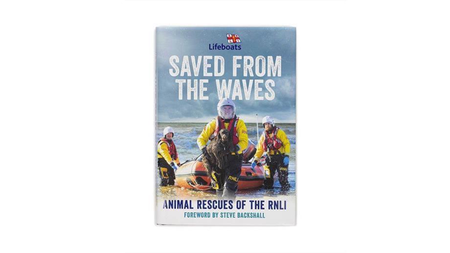 The front cover of Saved from the Waves, a book about RNLI animal rescues.