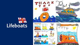 Montage of RNLI themed children's drawings 