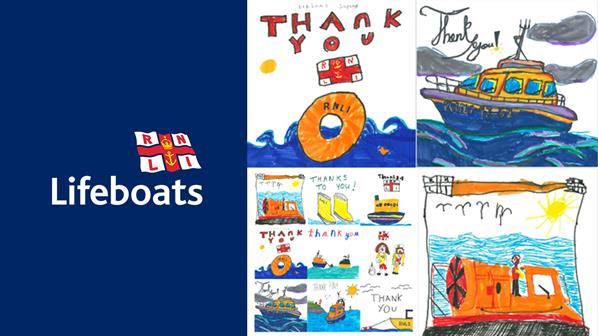 Montage of RNLI themed children's drawings 