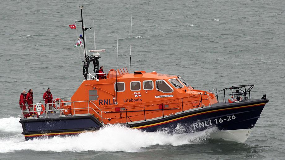 The arrival of St Davids’ Tamar class lifeboat, Norah Wortle 16-26, in April 2013