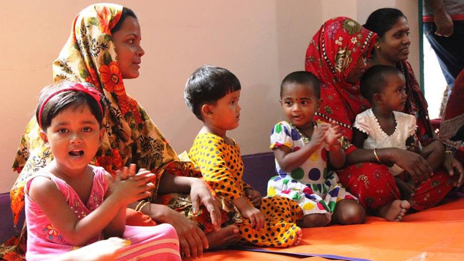 Women and children in an anchal crèche in Barisal, Bangladesh