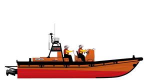 Illustration of the RNLI E class inshore lifeboat