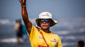 A Sea Safe lifeguard patrolling the beach at Cox’s Bazar, Bangladesh