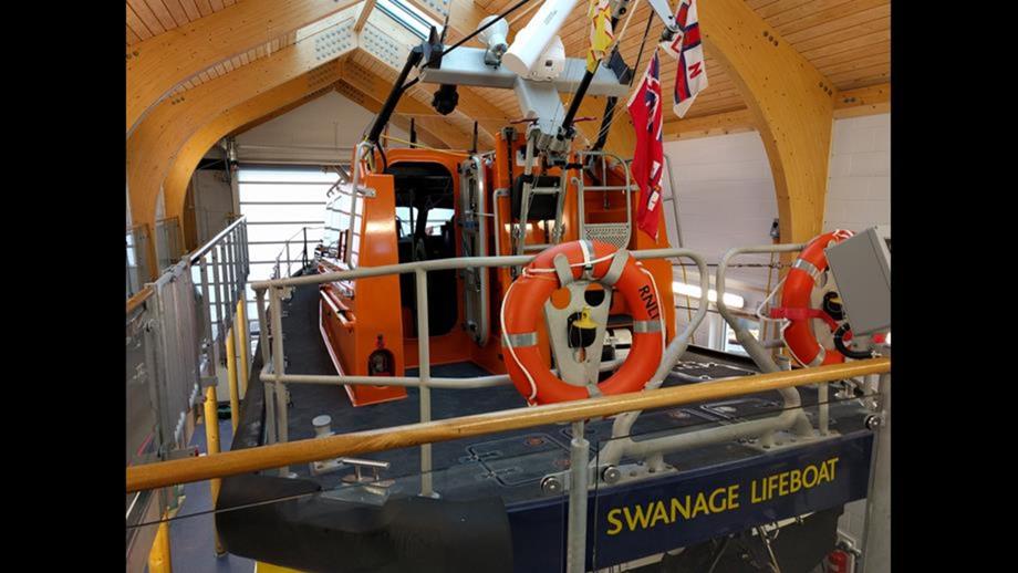 Swanage’s Shannon class lifeboat is inside the new boathouse