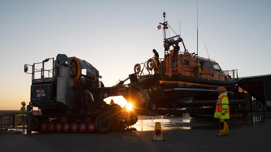Lifeboat being lifted from the water