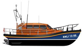 Illustration of the RNLI Shannon class all-weather lifeboat