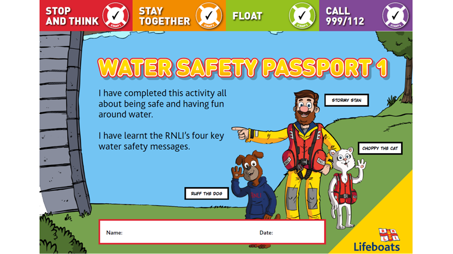 Illustrated certificate for water safety knowledge