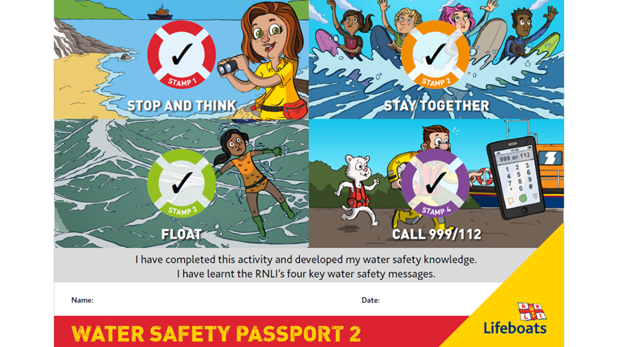 Illustrated certificate for water safety knowledge