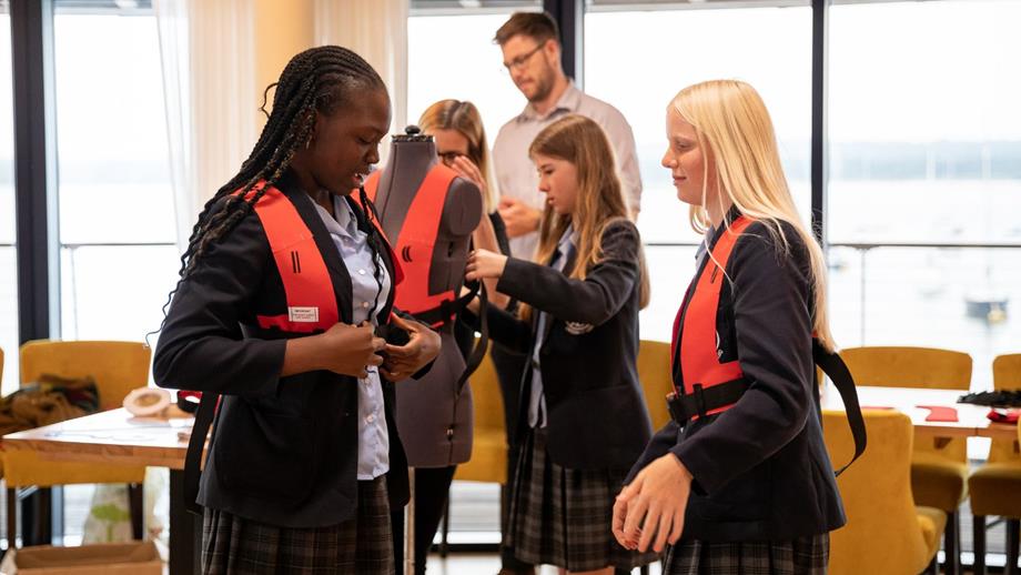 Making lifejackets with Crewsaver for RNLI Women in Engineering Day