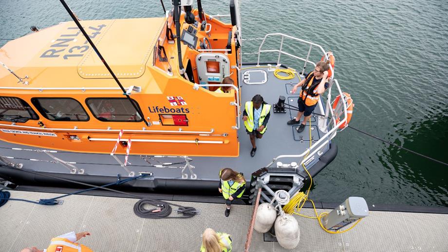 Tour of a Shannon class lifeboat for RNLI Women in Engineering
