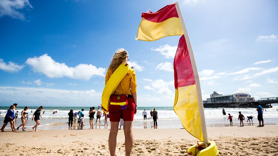 lifeguard on the lookout at the beach